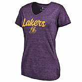 Women's Los Angeles Lakers Freehand Tri Blend V Neck T-Shirt Purple FengYun,baseball caps,new era cap wholesale,wholesale hats